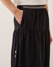 Fenn Embroidered Frill Maxi Skirt, Black (BLACK), large