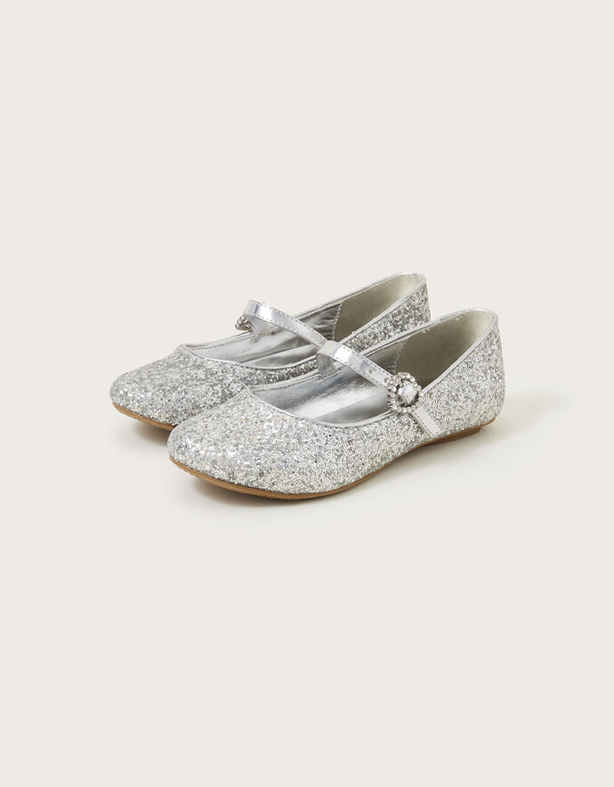 Sparkle Dust Ballerina Flats Silver | Girls' Flat Shoes | Monsoon UK.