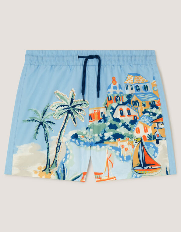 Scenic Print Swim Shorts, Blue (BLUE), large