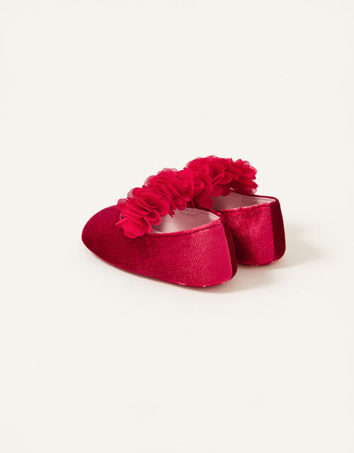 Corsage Velvet Booties, Red (RED), large