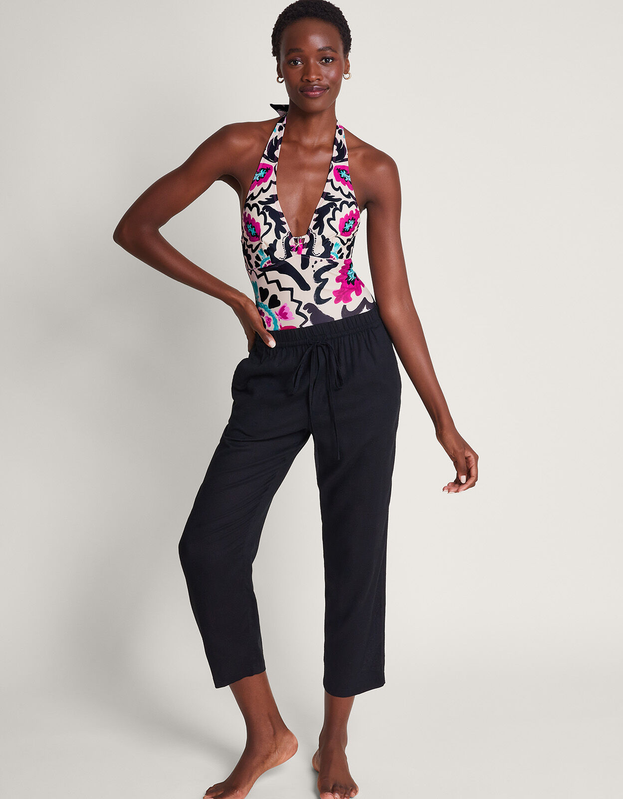 Black and white outlet trousers womens