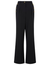 Military Wide-Leg Trousers, Black (BLACK), large