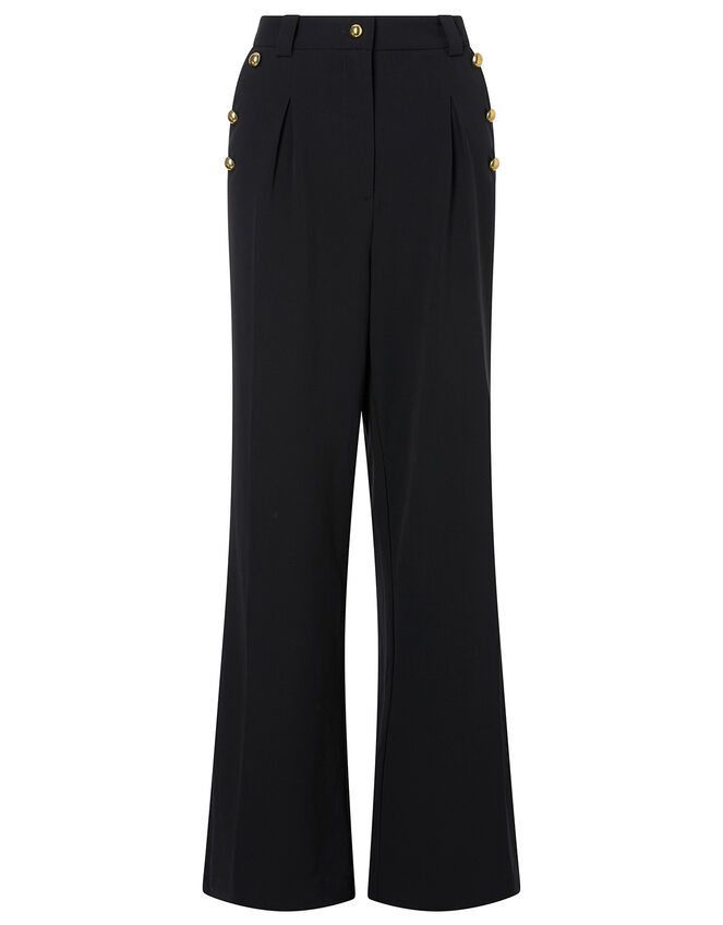 Military Wide-Leg Trousers, Black (BLACK), large