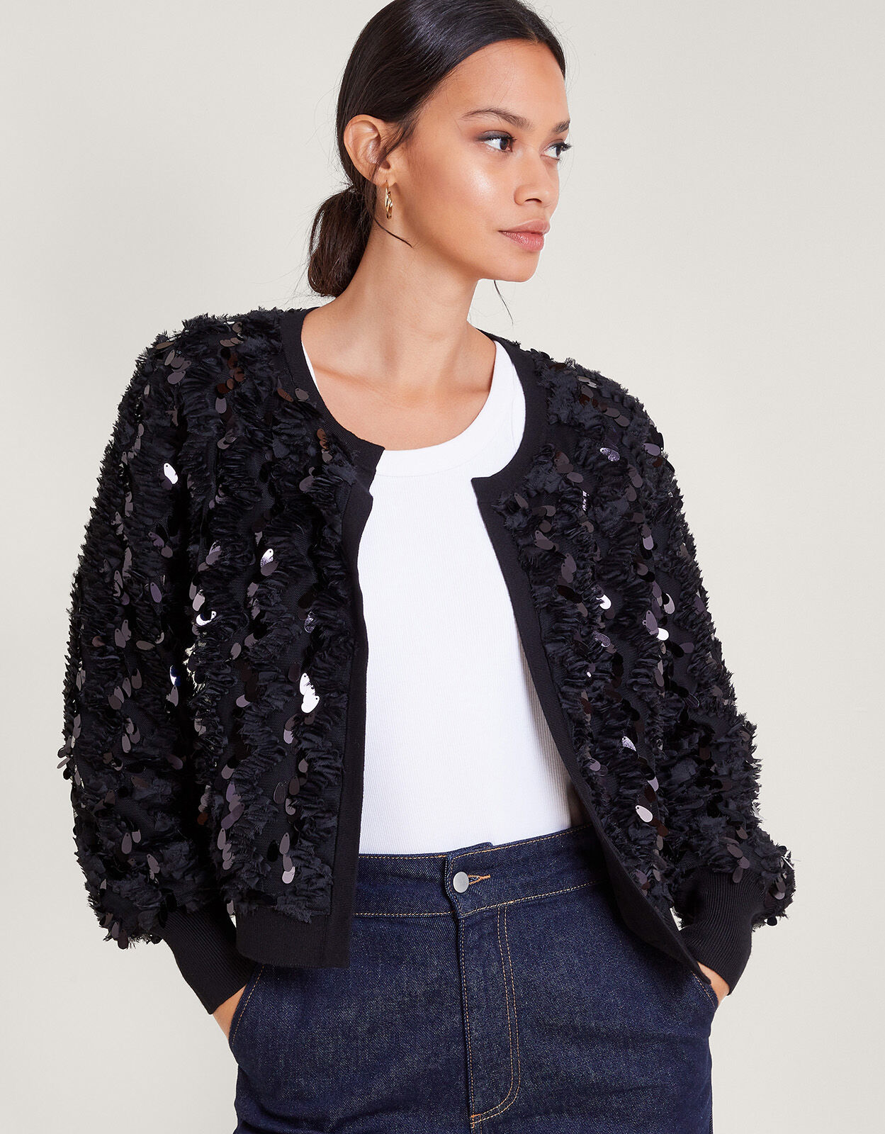 Sienna Sequin Cardigan Black
