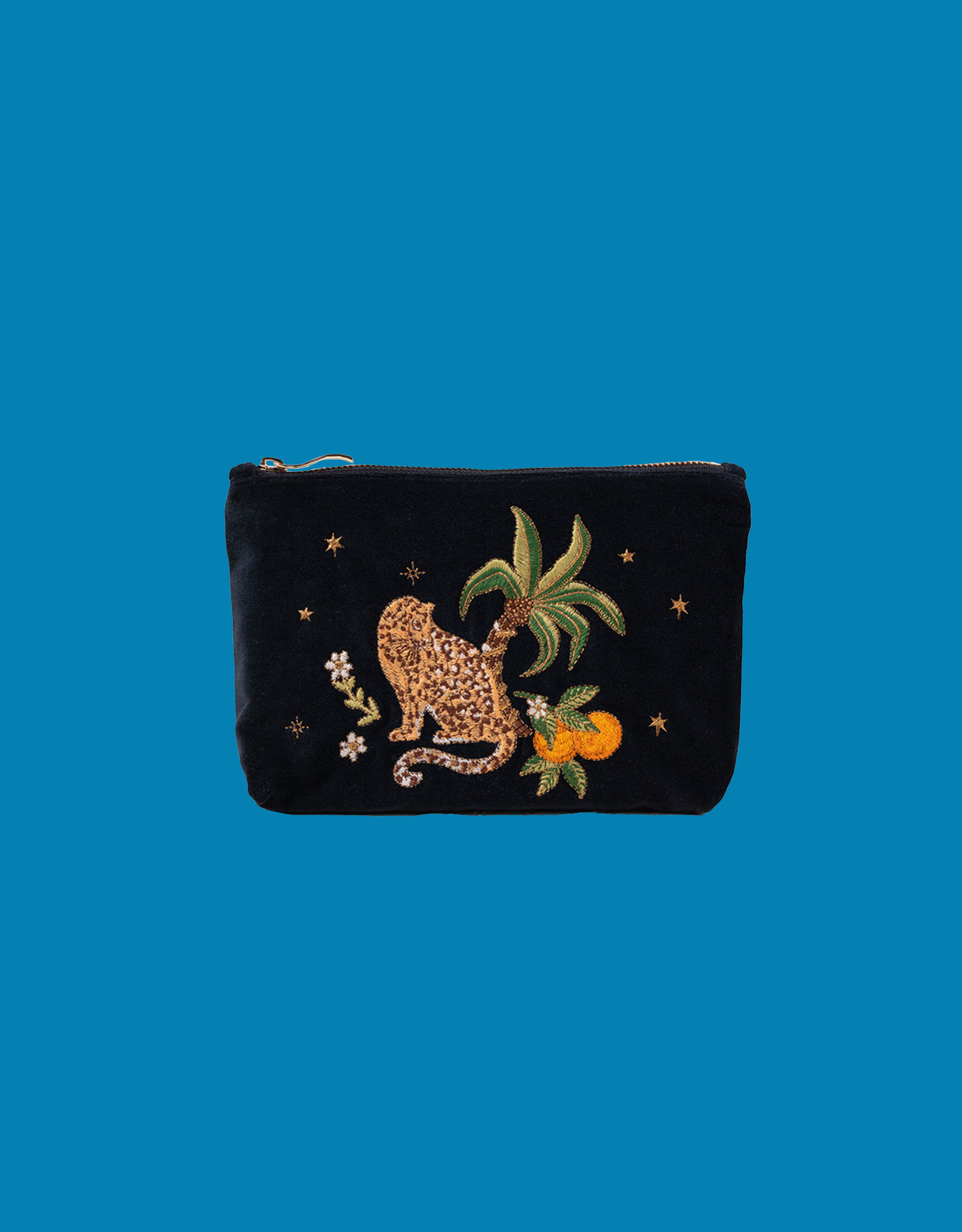 Elizabeth Scarlett Jungle Jaguar Velvet Mini Pouch