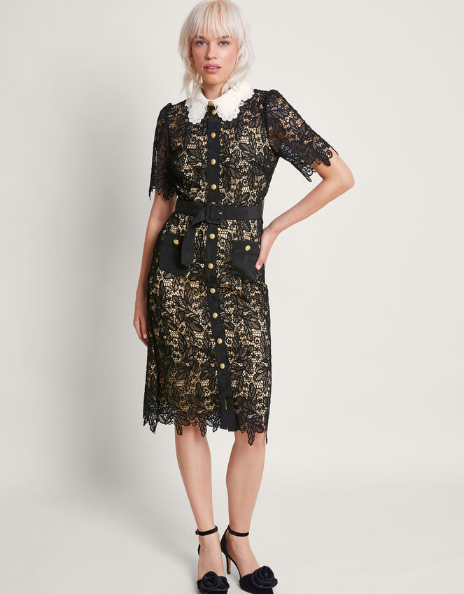 THE BLACK LACE SHIRT DRESS