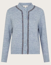 Tate Gemstone Trim Cardigan, Blue (PALE BLUE), large