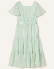 Foil Print Tiered Dress, Green (MINT), large
