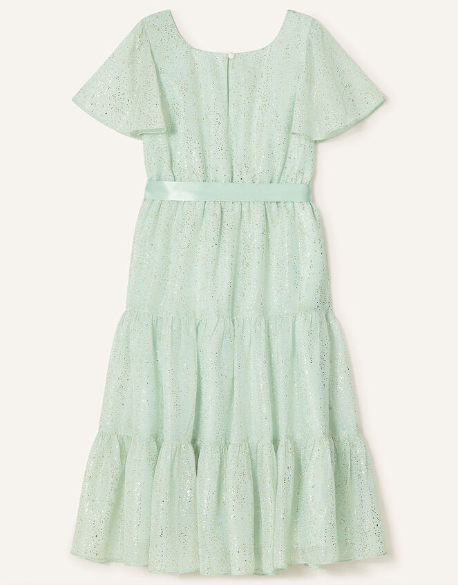 Foil Print Tiered Dress, Green (MINT), large