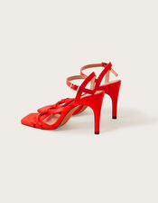 Leather Barely There Heeled Sandals , Orange (ORANGE), large