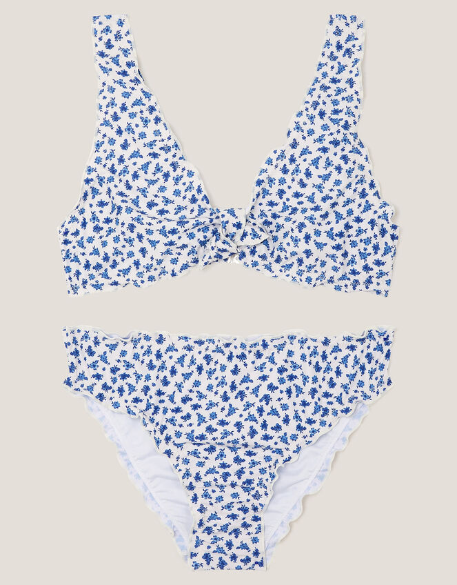 Ditsy Print Frill Bikini Set, Ivory (IVORY), large