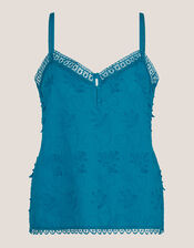 Rosie Embroidered Cami Top, Blue (TURQUOISE), large