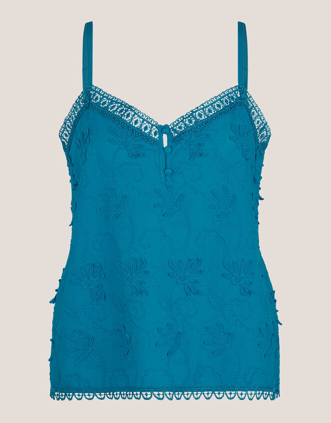 Rosie Embroidered Cami Top, Blue (TURQUOISE), large