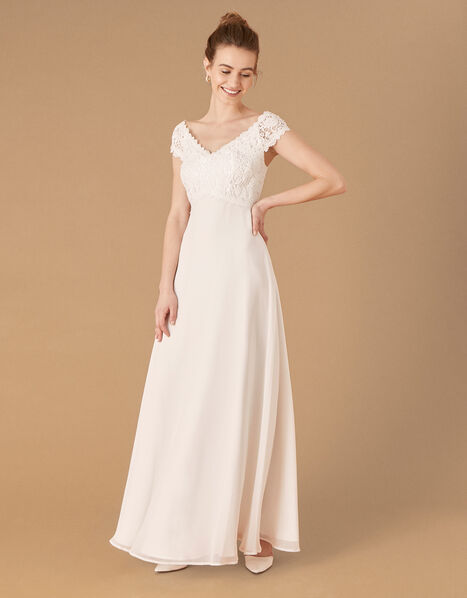 Sloane Lace Bodice Bardot Bridal Dress Ivory, Ivory (IVORY), large