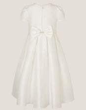 Isabella Short Sleeve Pearl-Embellished Dress, Ivory (IVORY), large