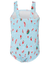 Baby Watermelon Shirred Swimsuit, Blue (BLUE), large