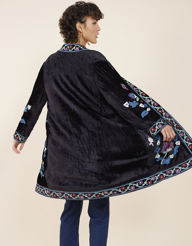 East Tara Embroidered Velvet Jacket, Black (BLACK), large