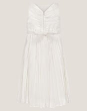 Delores Applique Floral Pleat Dress, Ivory (IVORY), large