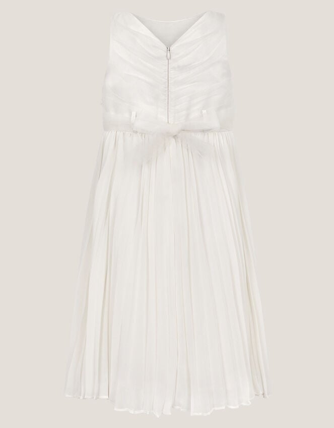 Delores Applique Floral Pleat Dress, Ivory (IVORY), large