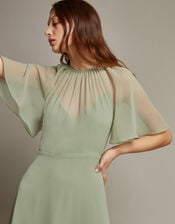 Mona Angel Sleeve Maxi Dress, Green (SAGE), large