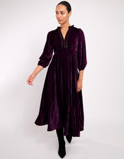East Crinkle Velvet Dress, Purple (RASPBERRY), large