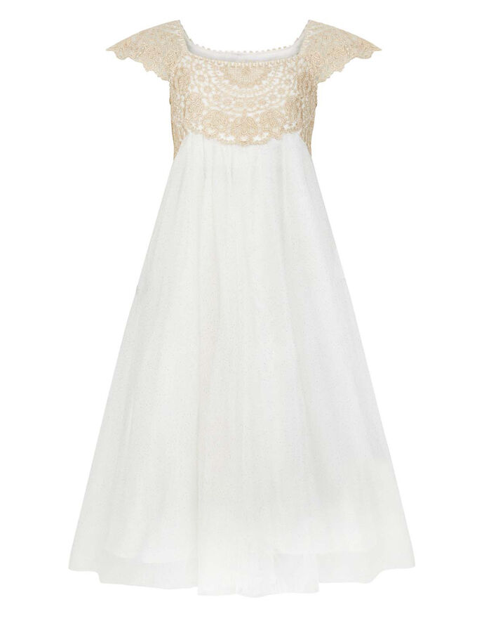 Estella Sparkle Dress Gold Girls' Dresses Monsoon UK.
