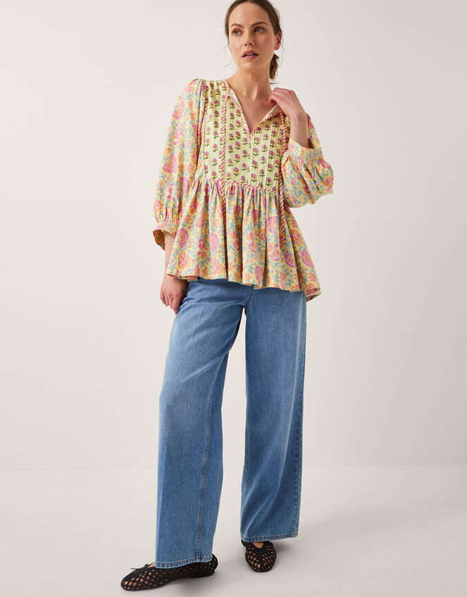 Mex Yellow Pink Flower Top (M)