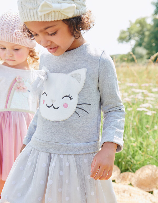 Baby Cat Sweat Disco Dress, Grey (GREY), large