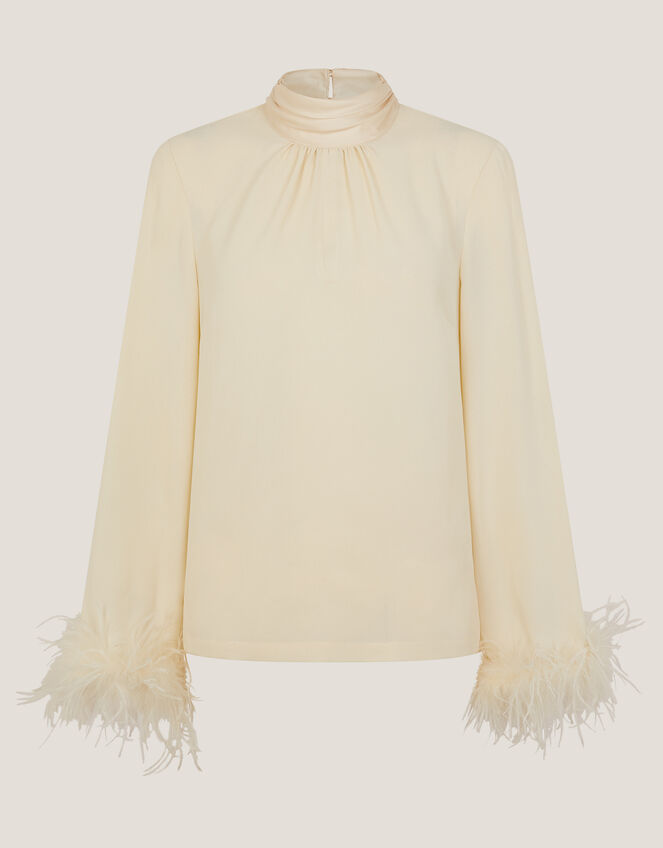 Luella Feather Cuff Top, Ivory (IVORY), large