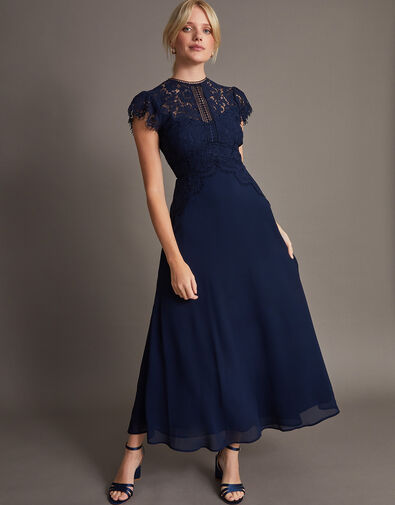 Louise Lace Midi Dress Blue | Evening Dresses | Monsoon UK.