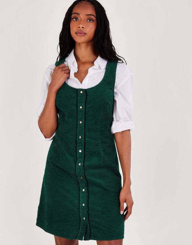 Jumbo Cord Pinafore Dress Green