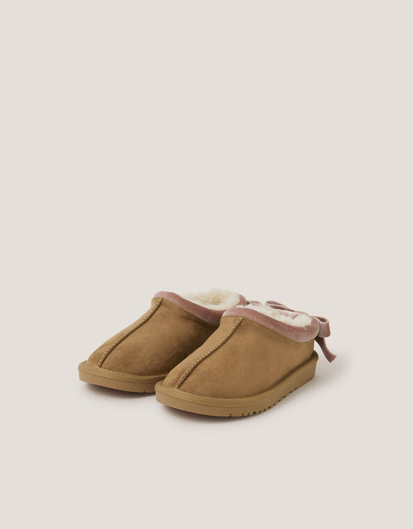 Velvet Bow Clogs, Tan (TAN), large