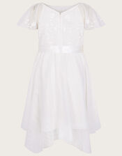 Amelia Embroidered Tulle Dress, Ivory (IVORY), large