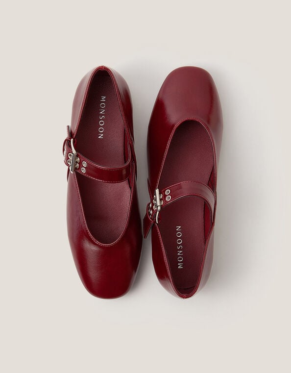 Effie Patent Ballet Flats, Red (BURGUNDY), large