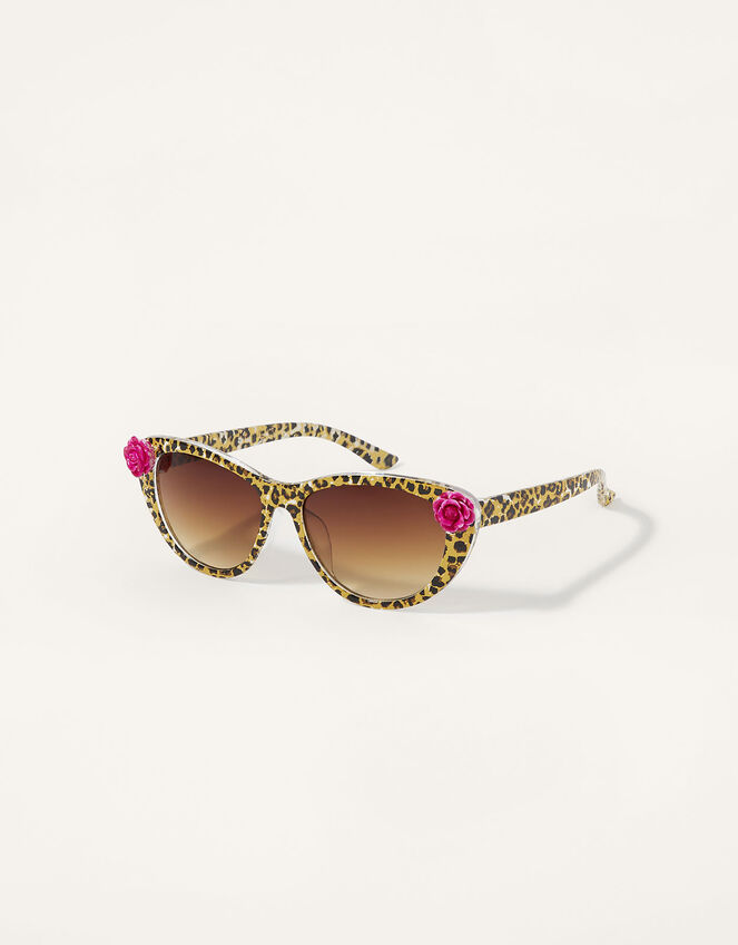 Leopard Print Cat Eye Sunglasses with Case, , large
