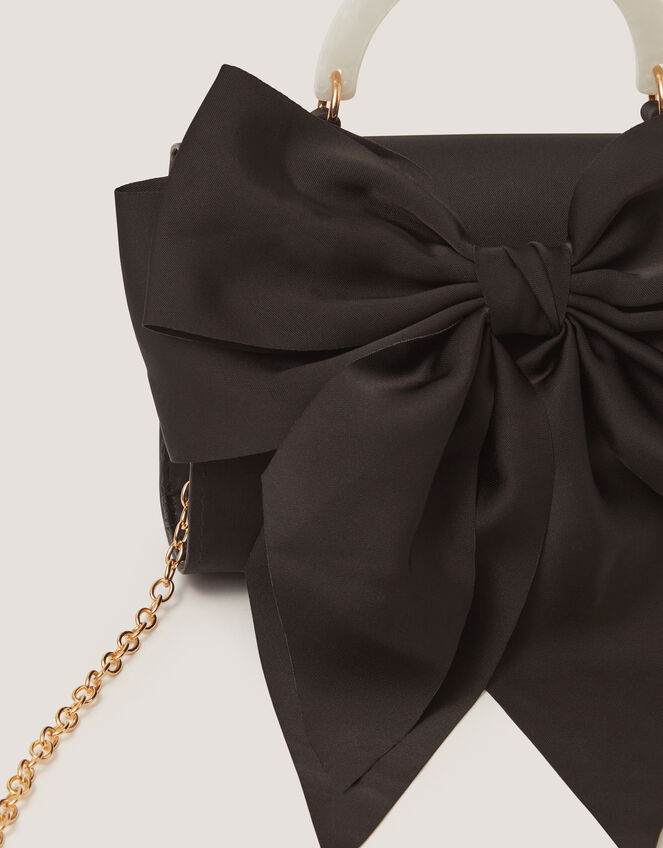 Satin Bow Bag, Black (BLACK), large