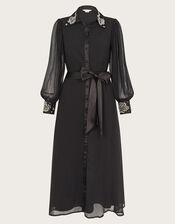 Lorenna Embellished Shirt Dress, Black (BLACK), large