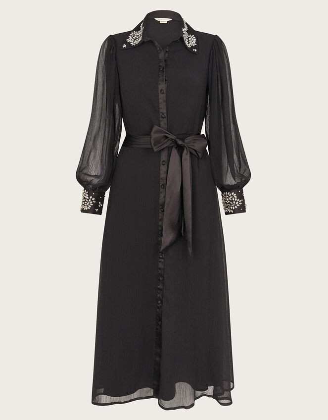 Lorenna Embellished Shirt Dress, Black (BLACK), large