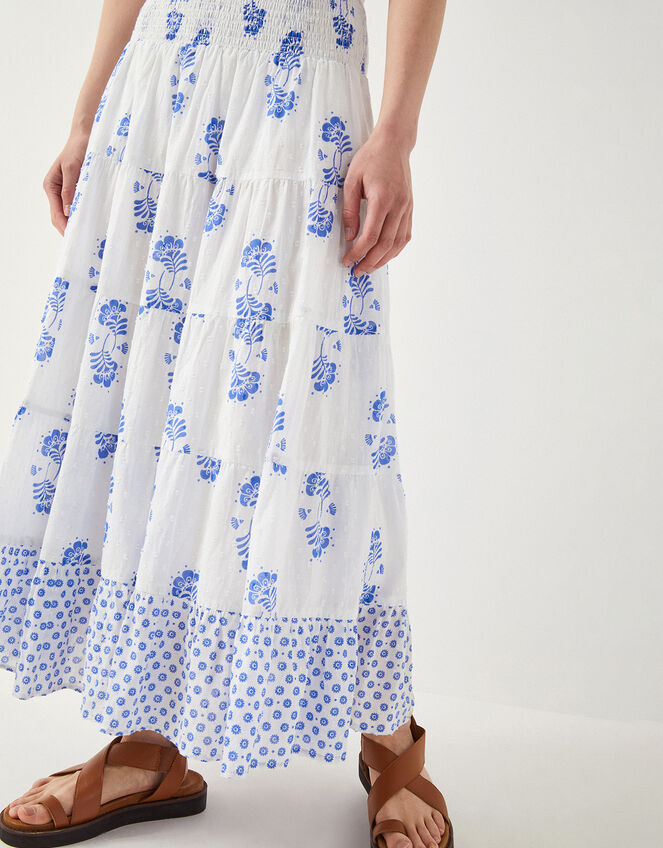 East Amber Floral Tiered Maxi Skirt, Ivory (IVORY), large