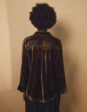 East Nyla Velvet Shirt, Green (OLIVE), large