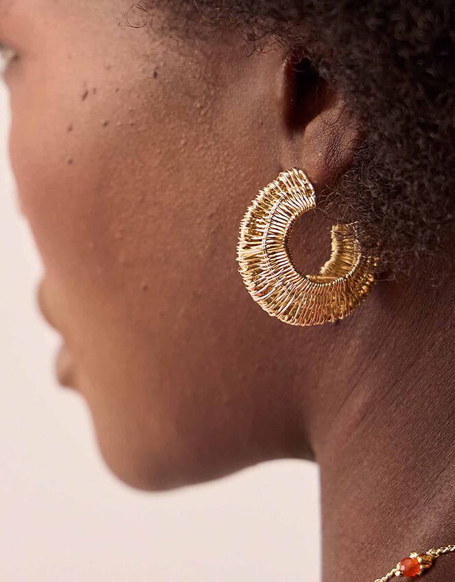 Gas Bijoux Woven Gold-Plated Hoop Earrings, , large
