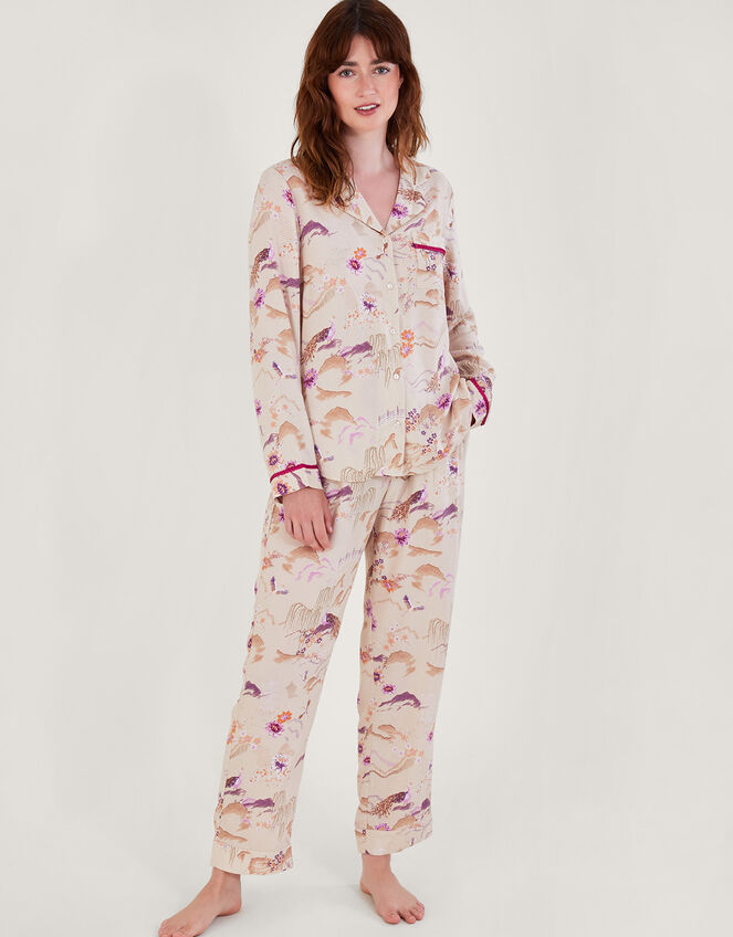 Bianca Print Pyjama Set, Nude (NUDE), large