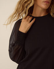 Mayci Mix Fabric Top, Black (BLACK), large