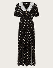 Sally Spot Maxi Dress, Black (BLACK), large