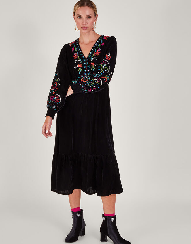 Maeve Velvet Mirror Dress Black 