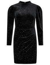 Kay Star Stretch Velvet Dress, Black (BLACK), large