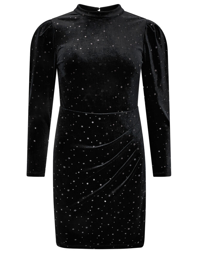 Kay Star Stretch Velvet Dress, Black (BLACK), large