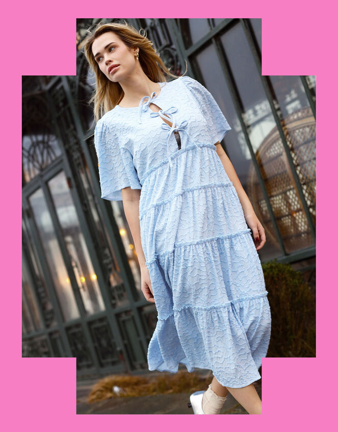 Crās Clarette Bow Midi Dress, Blue (LIGHT BLUE), large
