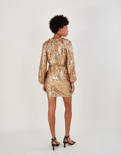 Leslie Sequin Short Dress, Gold (GOLD), large