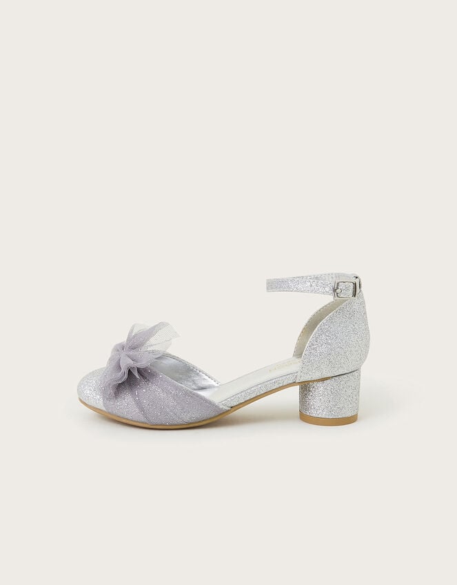 Net Bow Two-Part Heels, Silver (SILVER), large